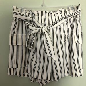 Loft white pinstriped shorts